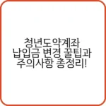 청년도약계좌 납입금 변경 가이드